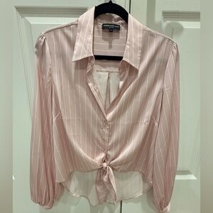 Generation Love Blush Striped Tie-Front Blouse